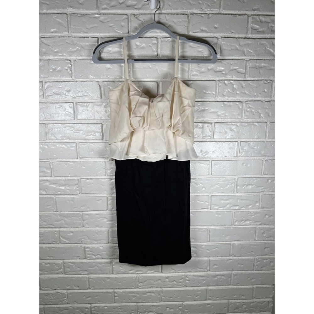BCBGMAXAZRIA Size 0 100% Silk Two Tone Ruffle Dress Wedding Guest Cocktail
